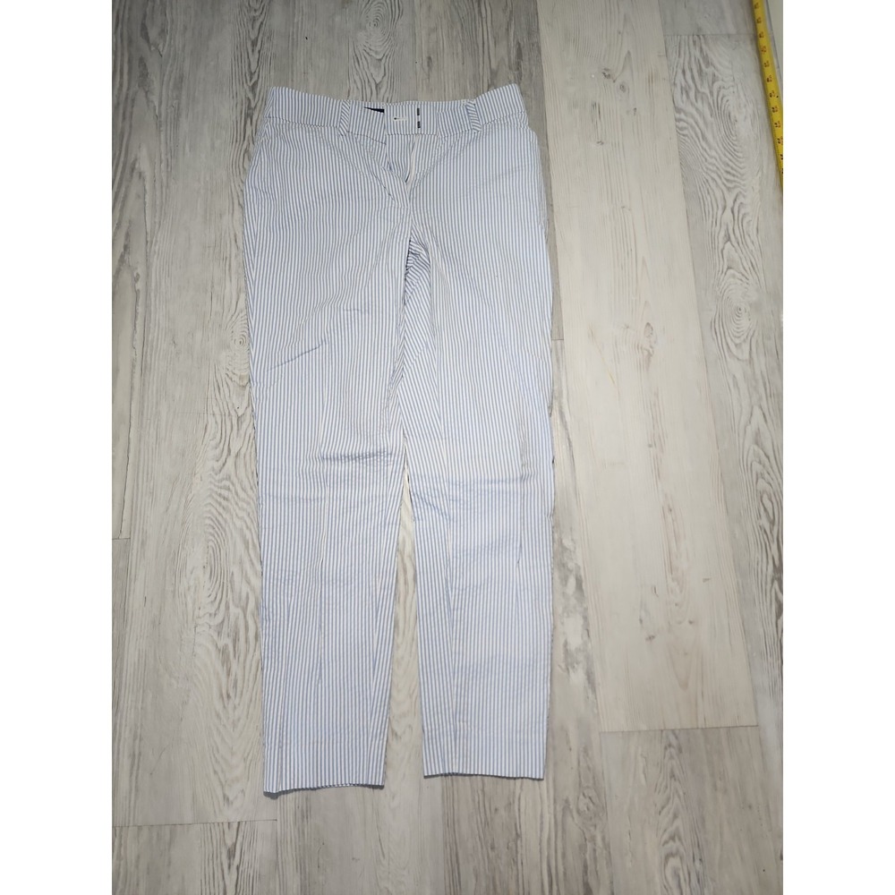 Brooks Brothers Women's 0P Cotton‎ Seersucker Pants Blue White Striped